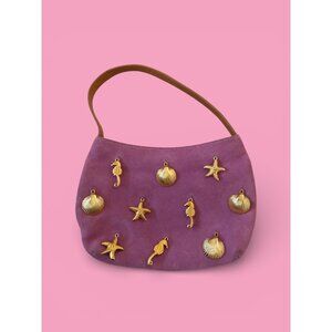 HYPE Vintage Pink Suede Gold Charm Mini Bag